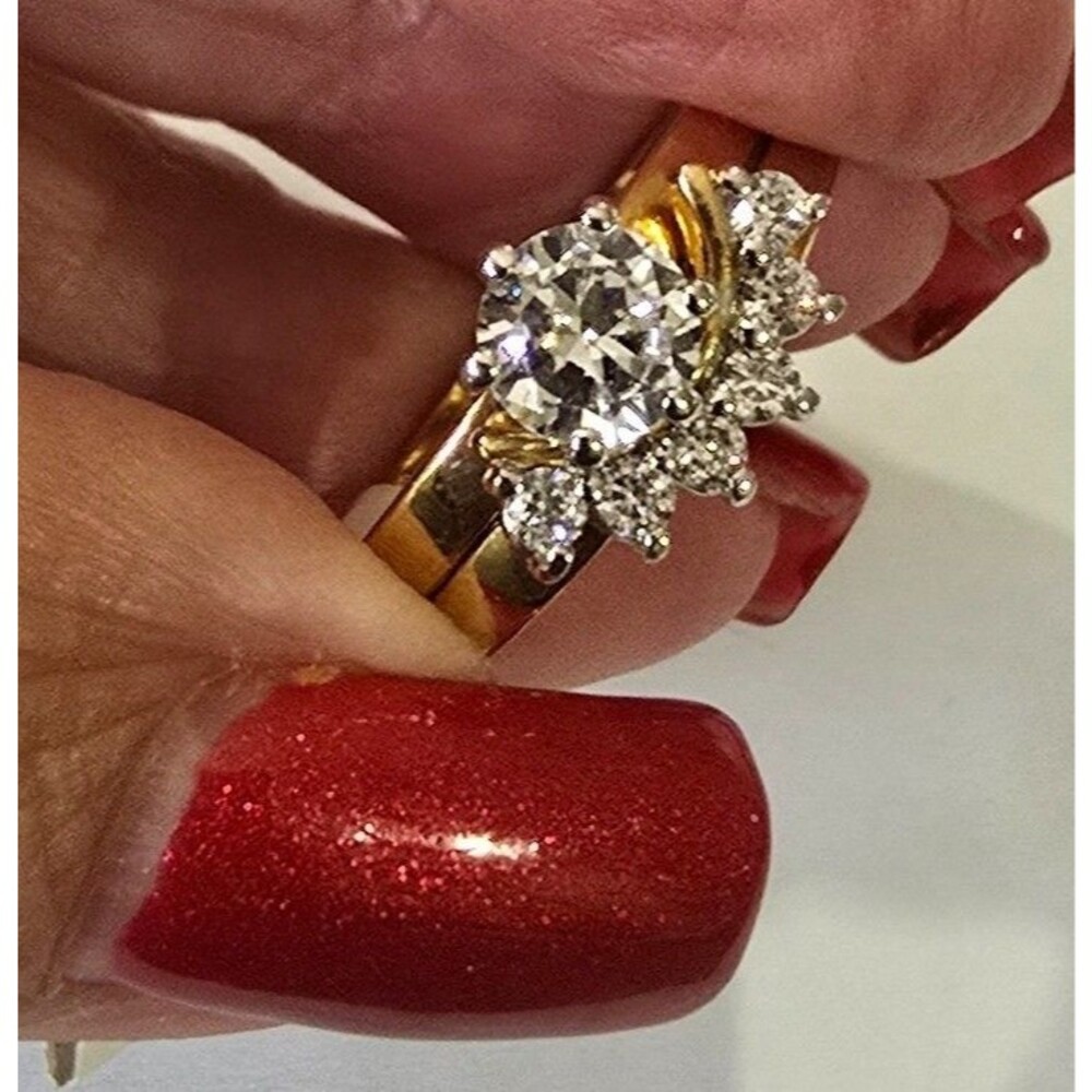 Gold Plated Wedding Band Rings Cubic Zirconia Size 9  Stackable *